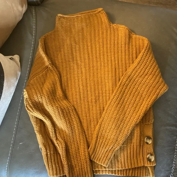 Madewell Mustard Cowl Neck Sweater, size S - Picture 2 of 5